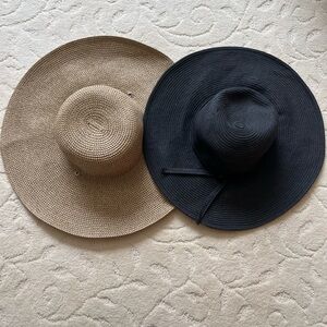 Stylish Tan and Black Wide-Brim Hats